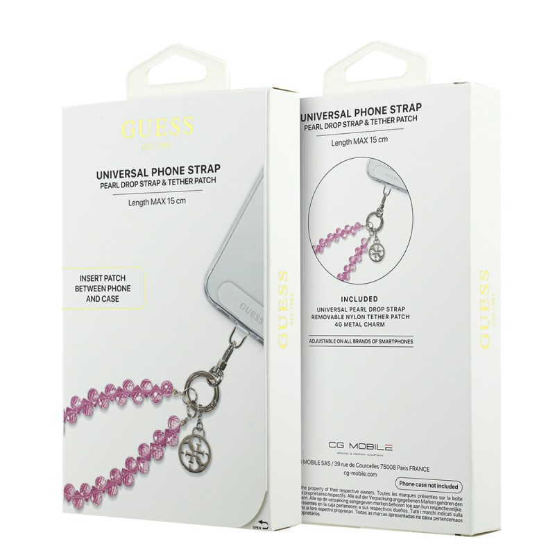 Bal-z Guess Orjinal Lisanslı 4G Metal Logolu Kristal Taşlı Telefon Bilek Askı Zinciri