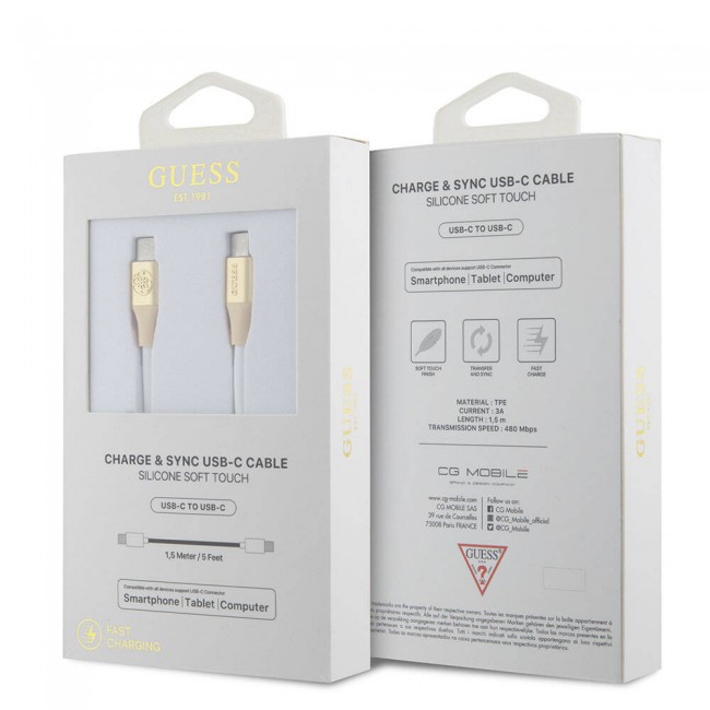 Guess Orjinal Lisanslı 4G ve Yazı Logolu Aydınlatmalı Kablo Ucu Hızlı Şarj Özellikli Type-C To Type-C PD Kablo 3A 1.5m Guess Orjinal Lisanslı 4G ve Yazı Logolu Aydınlatmalı Kablo Ucu Hızlı Şarj Özellikli Type-C To Type-C PD Kablo 3A 1.5m