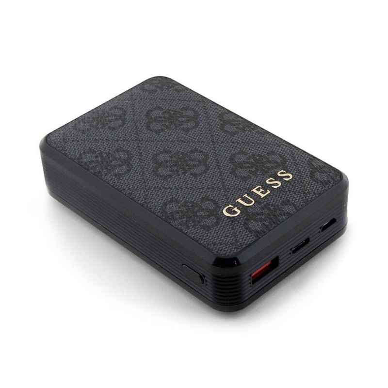 Bal-z Guess Orjinal Lisanslı Dijital Led Göstergeli PU Deri 4G Desenli Metal Yazı Logolu Powerbank 10000mAh 18W