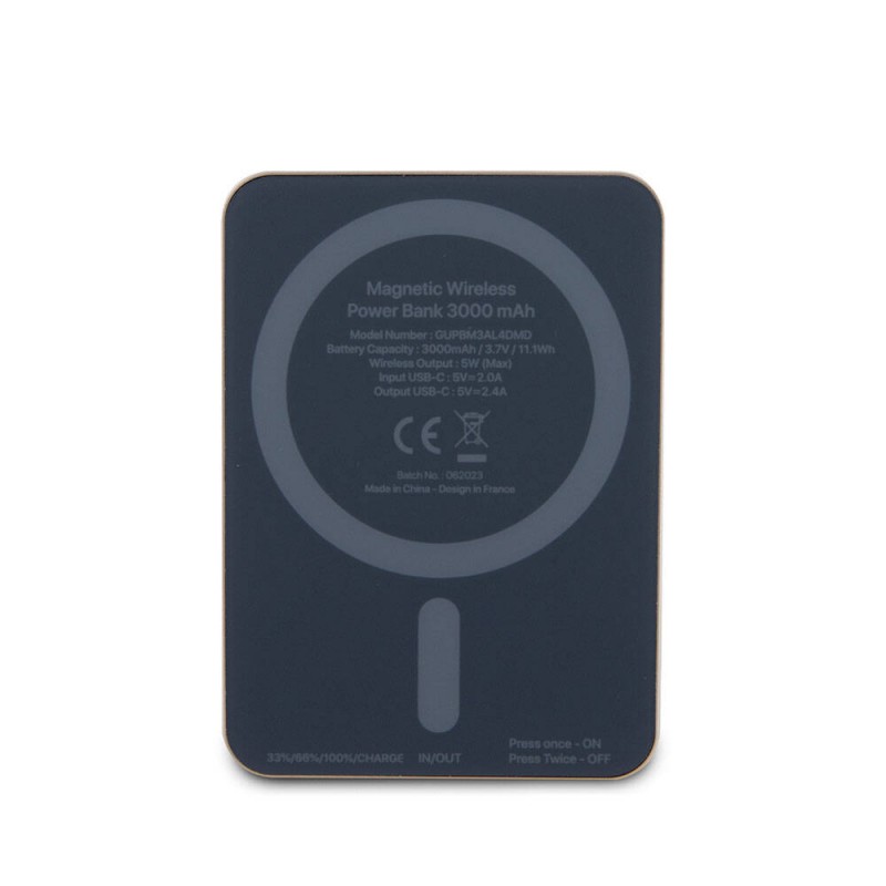 Bal-z Guess Orjinal Lisanslı M-safe Şarj Özellikli Metal Yazı Logolu Powerbank 3000mAh 5W