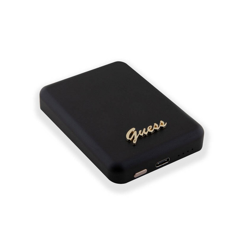 Bal-z Guess Orjinal Lisanslı M-safe Şarj Özellikli Metal Yazı Logolu Powerbank 5000mAh 15W