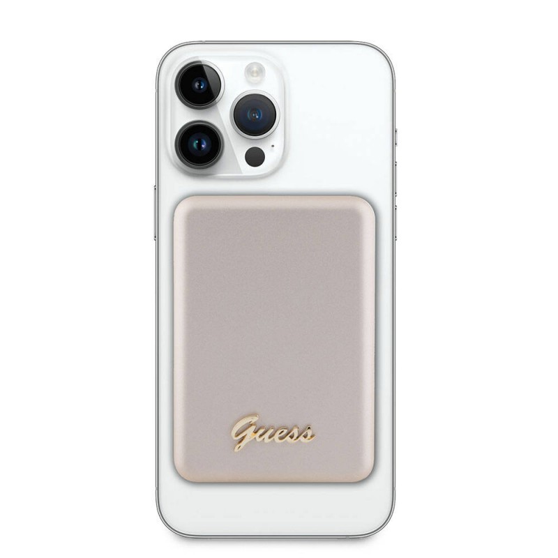 Bal-z Guess Orjinal Lisanslı M-safe Şarj Özellikli Metal Yazı Logolu Powerbank 5000mAh 15W