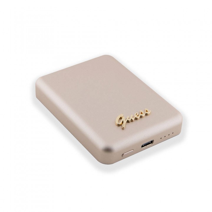 Guess Orjinal Lisanslı Magsafe Şarj Özellikli Metal Yazı Logolu Powerbank 5000mAh 15W