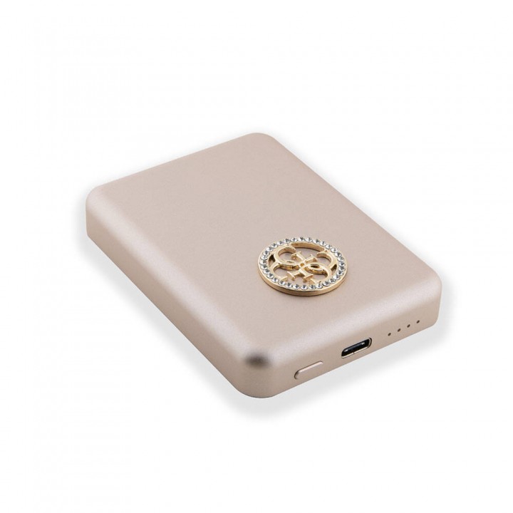 Guess Orjinal Lisanslı Magsafe Şarj Özellikli Taşlı 4G Logolu Powerbank 5000mAh 15W