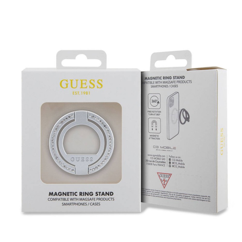 Bal-z Guess Orjinal Lisanslı M-safe Şarj Özellikli Yazı Logolu Taşlı Yüzüklü Magnetik Stand