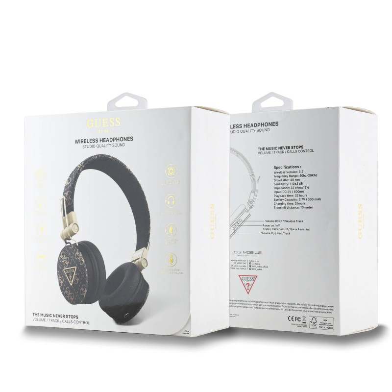 Bal-z Guess Orjinal Lisanslı PU Desenli Metal Üçgen Logolu Kulak Üstü Bluetooth Kulaklık