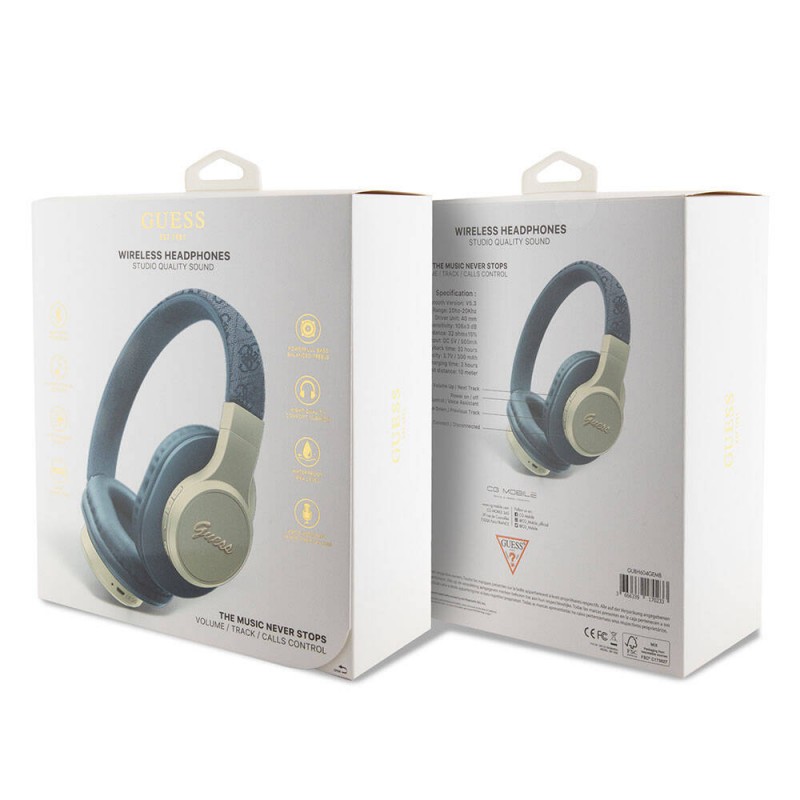 Bal-z Guess Orjinal Lisanslı Script Gold Serisi Metal Yazı Logolu 4G Desenli Bluetooth Kulaklık