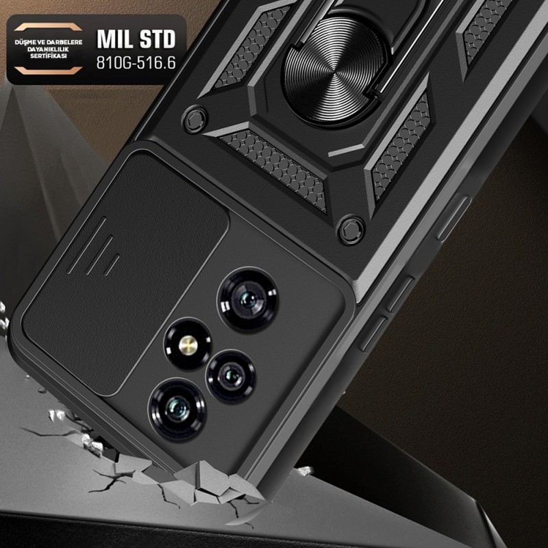 Bal-z Honor 200 Pro Kılıf Magnetik Standlı Kamera Korumalı  Sürgülü Vega Kapak