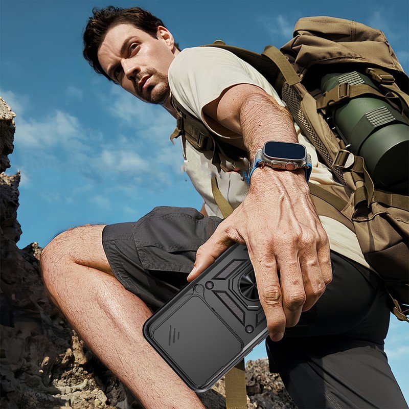 Bal-z Honor 400 Kılıf Magnetik Standlı Kamera Korumalı  Sürgülü Vega Kapak