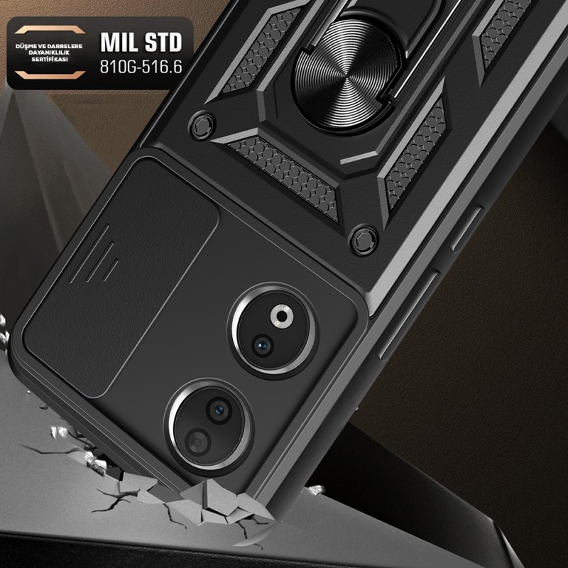 Bal-z Honor 90 Kılıf Magnetik Standlı Kamera Korumalı  Sürgülü Vega Kapak