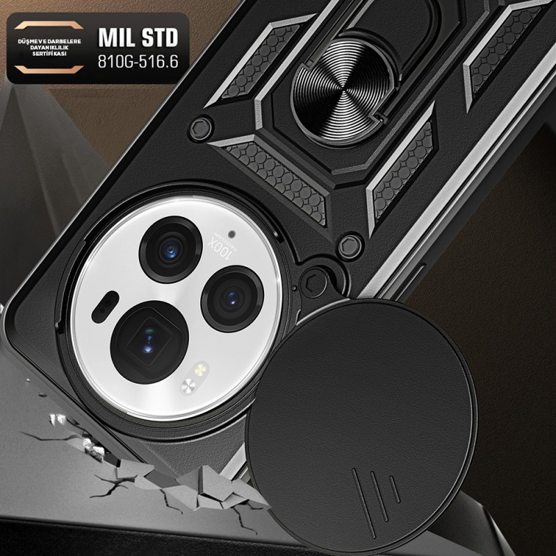 Bal-z Honor Magic 6 Pro Kılıf Magnetik Standlı Kamera Korumalı  Sürgülü Vega Kapak