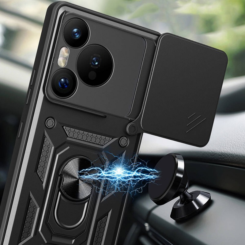 Bal-z Huawei Pura 70 5G Kılıf Magnetik Standlı Kamera Korumalı Zore Sürgülü Vega Kapak