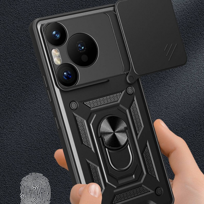 Bal-z Huawei Pura 70 Pro 5G Kılıf Magnetik Standlı Kamera Korumalı Zore Sürgülü Vega Kapak