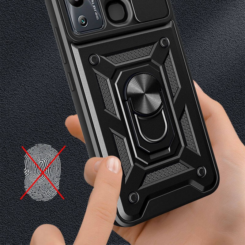 Bal-z İnfinix Hot 12i Kılıf Magnetik Standlı Kamera Korumalı  Sürgülü Vega Kapak