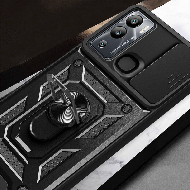 Bal-z İnfinix Hot 20i Kılıf Magnetik Standlı Kamera Korumalı  Sürgülü Vega Kapak