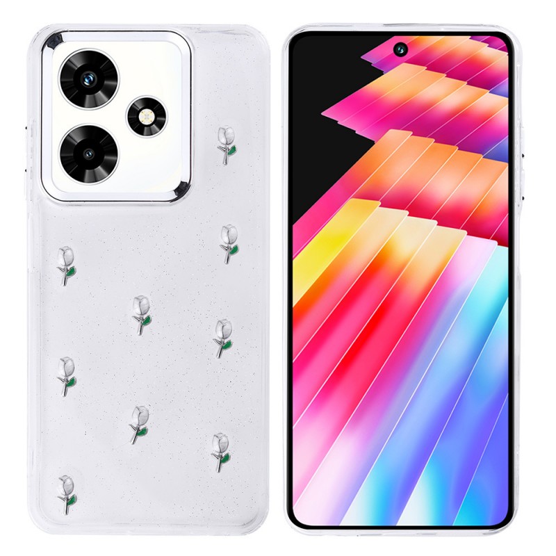 Bal-z İnfinix Hot 30 Kılıf Airbag Tasarımlı Simli Şeffaf Zore Kutup Kapak