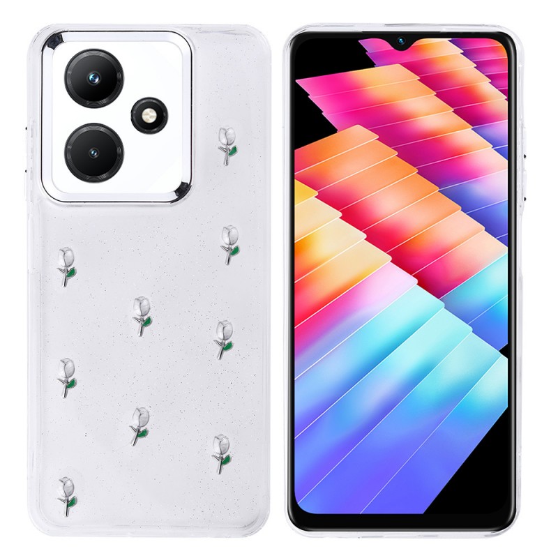 Bal-z İnfinix Hot 30i Kılıf Airbag Tasarımlı Simli Şeffaf Zore Kutup Kapak