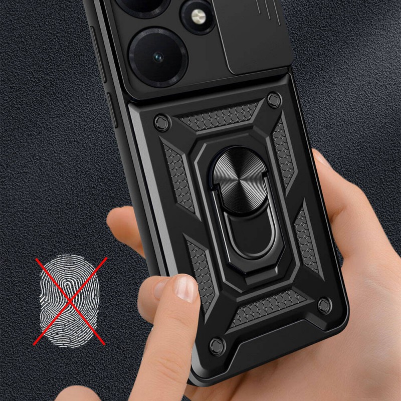 Bal-z İnfinix Hot 30i Kılıf Magnetik Standlı Kamera Korumalı  Sürgülü Vega Kapak