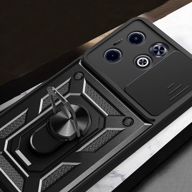 Bal-z İnfinix Hot 40i Kılıf Magnetik Standlı Kamera Korumalı Zore Sürgülü Vega Kapak