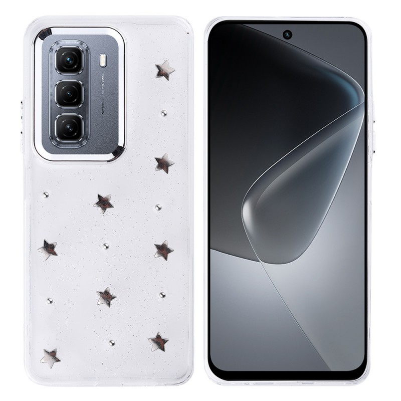 Bal-z İnfinix Hot 50 4G Kılıf Airbag Tasarımlı Simli Şeffaf Zore Kutup Kapak