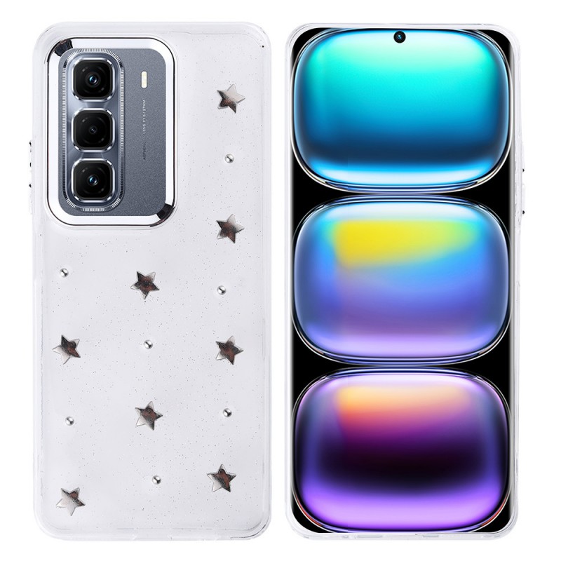 Bal-z İnfinix Hot 50 Pro Plus 4G Kılıf Airbag Tasarımlı Simli Şeffaf Zore Kutup Kapak