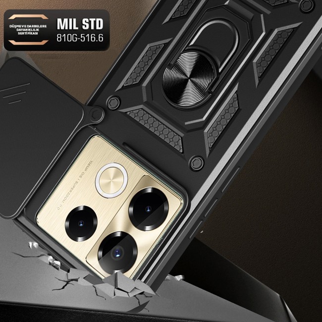 İnfinix Note 40 Pro Kılıf Magnetik Standlı Kamera Korumalı Zore Sürgülü Vega Kapak İnfinix Note 40 Pro Kılıf Magnetik Standlı Kamera Korumalı Zore Sürgülü Vega Kapak