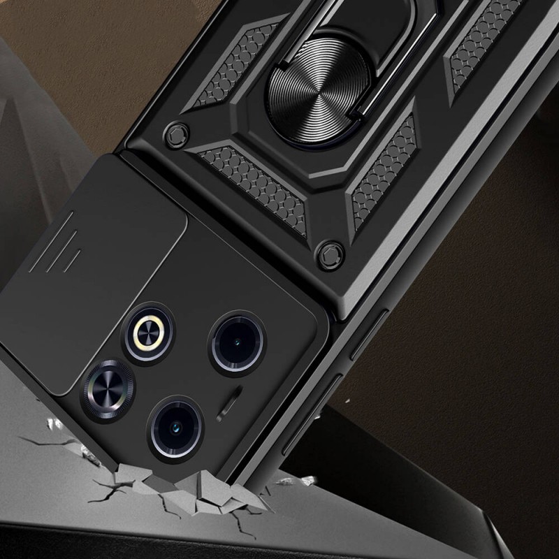 Bal-z İnfinix Smart 8 Kılıf Magnetik Standlı Kamera Korumalı Zore Sürgülü Vega Kapak