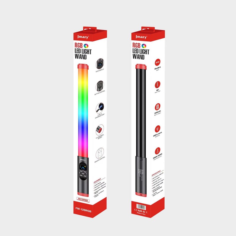 Bal-z Jmary FM-128RGB OLED Ekran Göstergeli RGB Led Işıklı Su Geçirmez Aydınlatma Çubuğu
