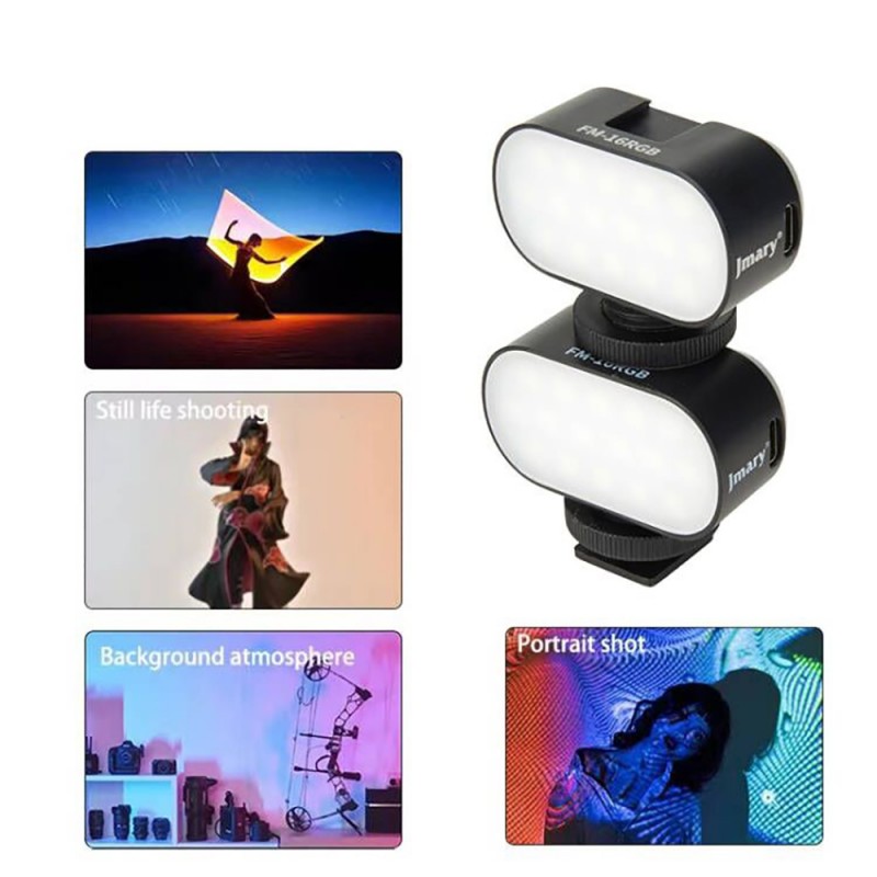 Bal-z Jmary FM-16RGB Mandallı Dijital LED Göstergeli Telefon-Kamera Üstü RGB Lamba 750mAh