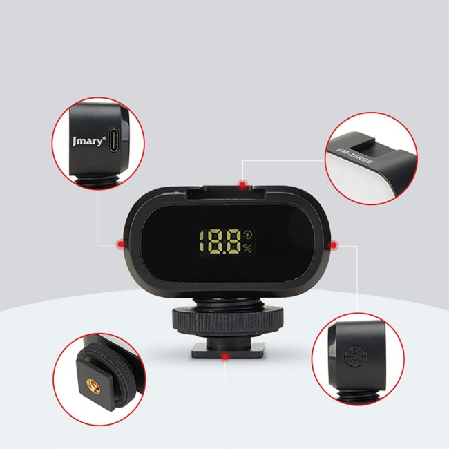 Jmary FM-16RGB Mandallı Dijital LED Göstergeli Telefon-Kamera Üstü RGB Lamba 750mAh Jmary FM-16RGB Mandallı Dijital LED Göstergeli Telefon-Kamera Üstü RGB Lamba 750mAh