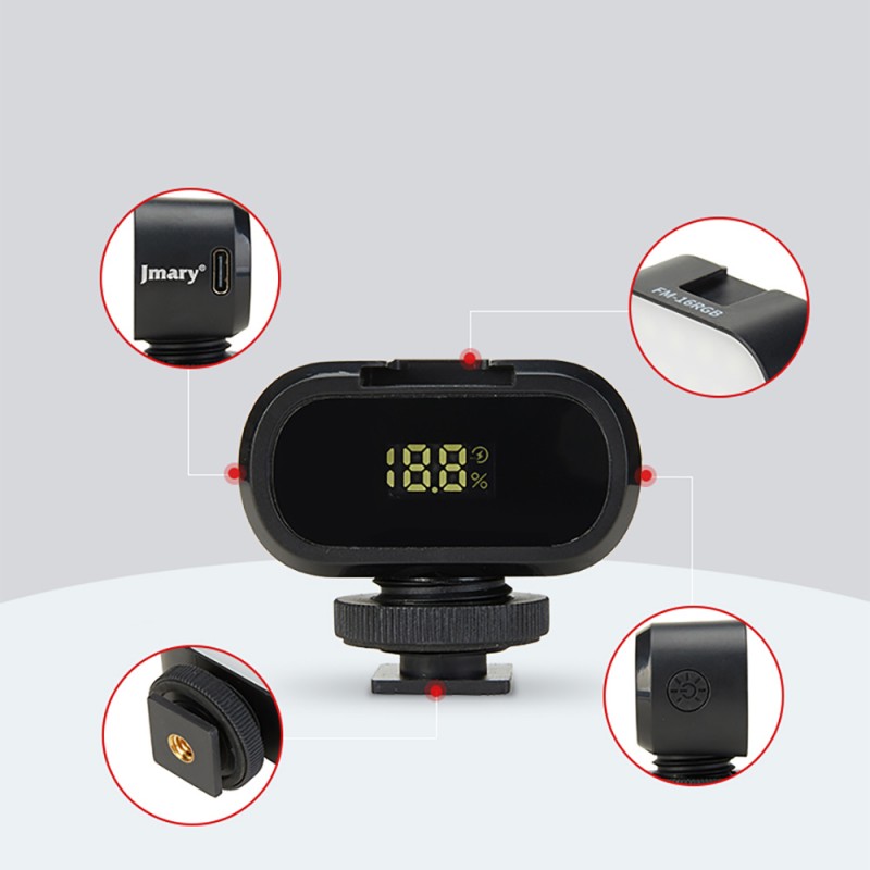 Bal-z Jmary FM-16RGB Mandallı Dijital LED Göstergeli Telefon-Kamera Üstü RGB Lamba 750mAh