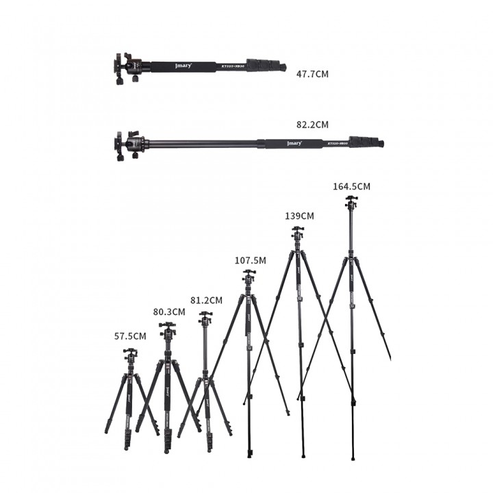 Jmary KT3255NB30 3 Kademeli 164.5cm Fonksiyonel Ayrılabilir Monopod Tasarım Başlıklı Tripod