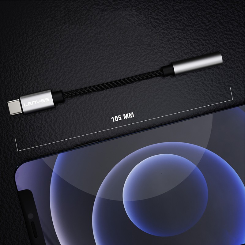 Bal-z Lenyes AX105 Type-C to 3.5mm Aux Çevirici Örgülü Ses Adaptörü