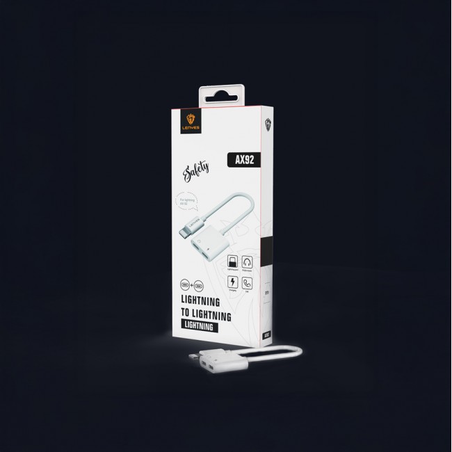 Lenyes AX92 Lightning to Lightning 2in1 Şarj ve Kulaklık Dönüştürücü Adaptör Lenyes AX92 Lightning to Lightning 2in1 Şarj ve Kulaklık Dönüştürücü Adaptör