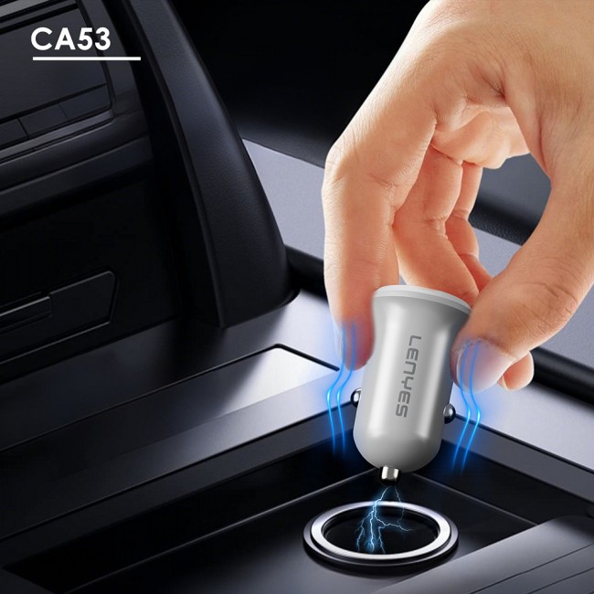 Lenyes CA53 Hızlı Şarj Özellikli Dual Type-C + USB-A Portlu Mini Araç Şarj Aleti 30W Lenyes CA53 Hızlı Şarj Özellikli Dual Type-C + USB-A Portlu Mini Araç Şarj Aleti 30W