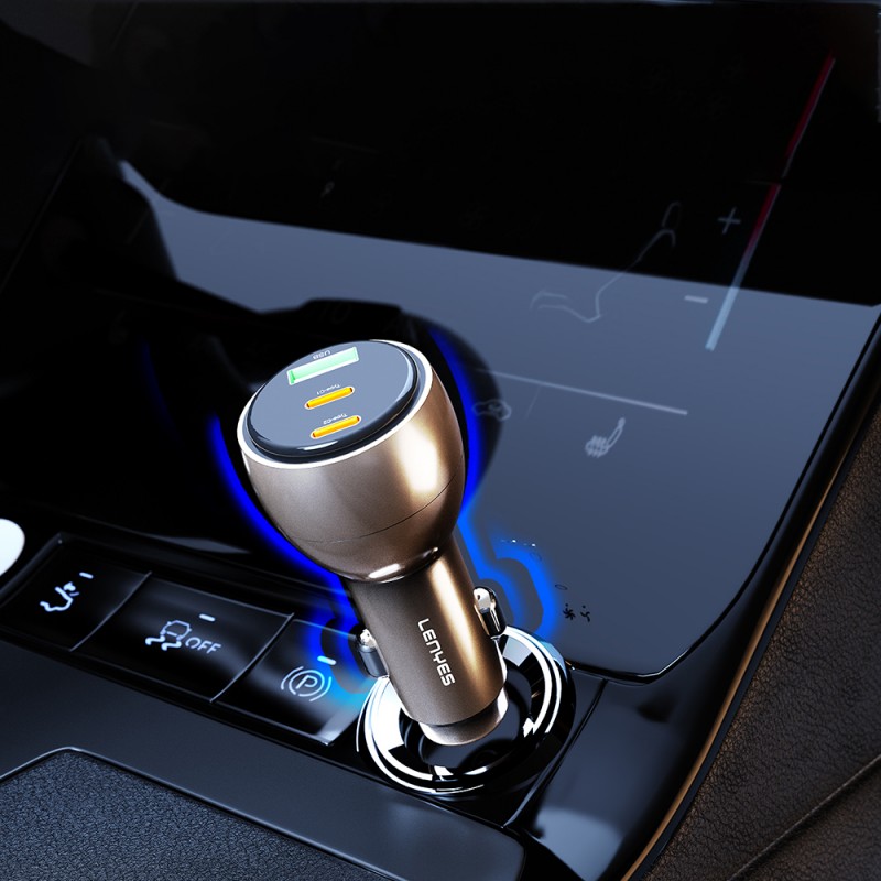 Bal-z Lenyes CA63 Hızlı Şarj Özellikli Dual USB-A + Type-C Portlu PD Araç Şarj Aleti 30W