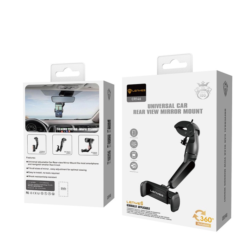 Bal-z Lenyes CR146 360 Dönebilen Oynar Başlıklı Dikiz Ayna Araç Telefon Tutucu