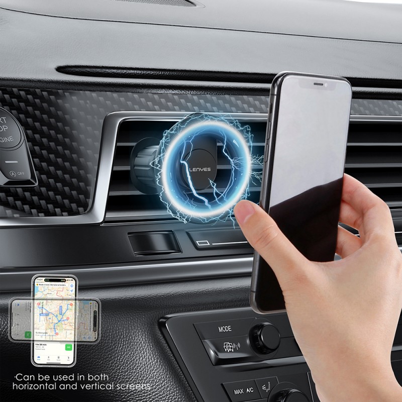 Bal-z Lenyes CR183 M-safe Magnetik Özellikli 360 Derece Dönebilen Havalandırma Tasarım Araç Telefon Tutucu