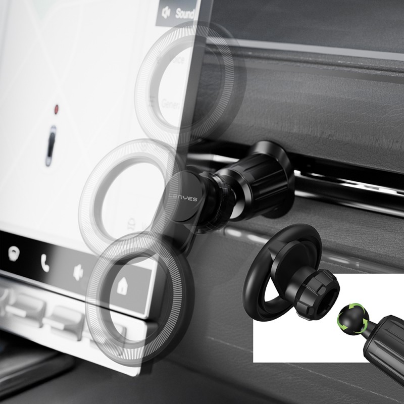 Bal-z Lenyes CR183 M-safe Magnetik Özellikli 360 Derece Dönebilen Havalandırma Tasarım Araç Telefon Tutucu