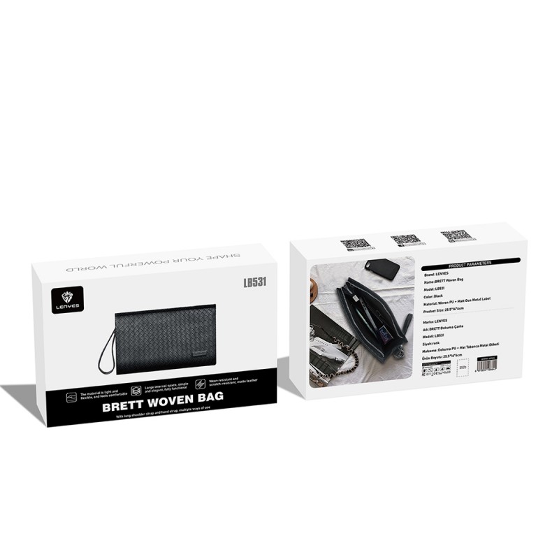 Bal-z Lenyes LB531 Brett Dokuma PU Mat Deri Bilek Tasarımlı Çizilmeye Karşı Dayanıklı Aksesuar Çantası