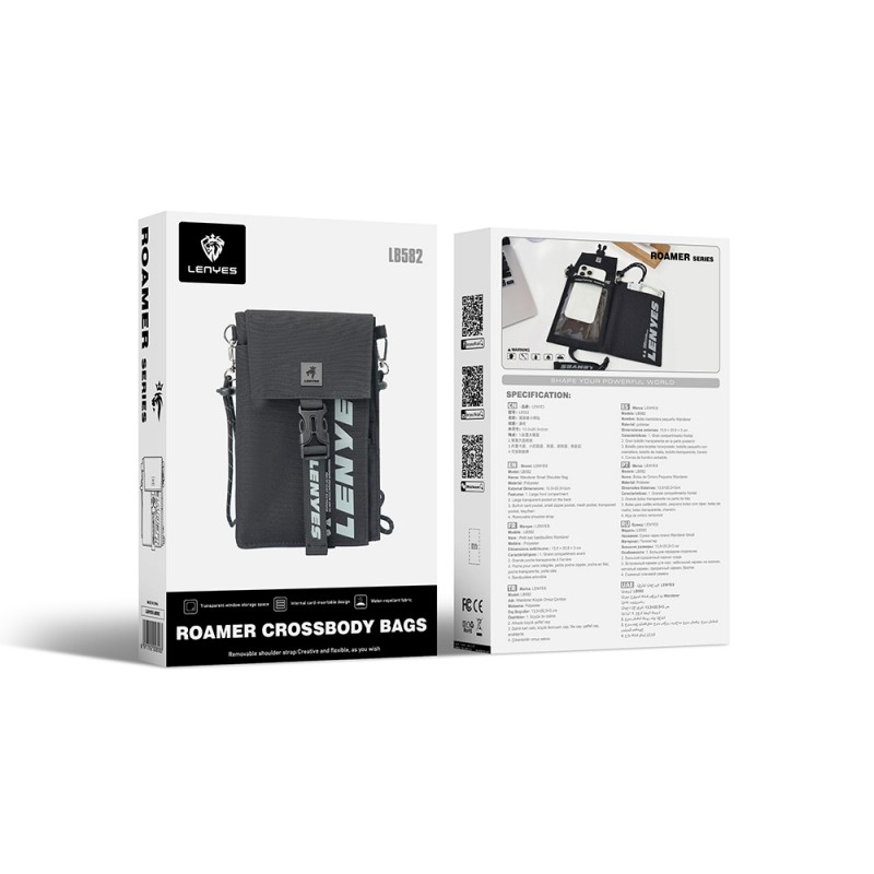 Bal-z Lenyes LB582 Roamer Serisi Çok Amaçlı Su Geçirmez Polyester Kumaş Ayarlanabilir Omuz Askılı Çapraz Vücut Çantası