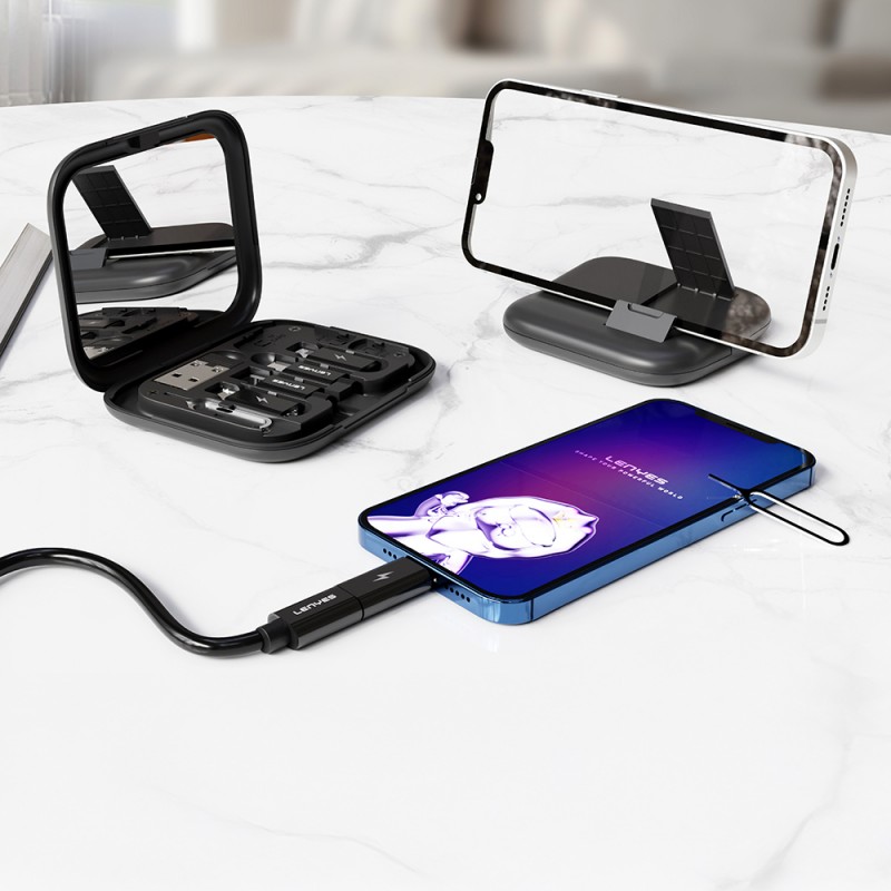 Bal-z Lenyes LB602 6in1 Type-C to Type-C Kablolu 60W Çevirici Adaptör Seti Standlı Saklama Kutusu