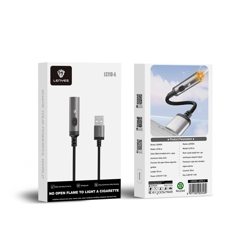 Bal-z Lenyes LC110-TC Bükülme ve Aşınmaya Dayanıklı Örgü Tasarımlı Type-C Bağlantılı Çakmak Kablosu 30cm