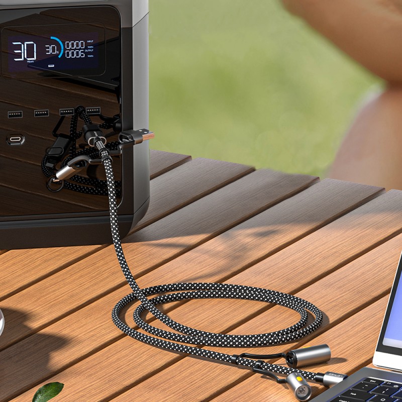 Bal-z Lenyes LC112 Çoklu Şarj Kablolu Fener Ve Çakmaklık Özellikli 6in1 Kablo 240W 1M