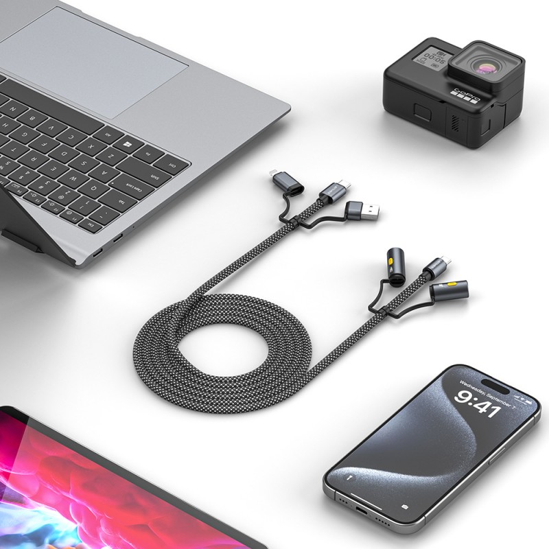 Bal-z Lenyes LC112 Çoklu Şarj Kablolu Fener Ve Çakmaklık Özellikli 6in1 Kablo 240W 1M