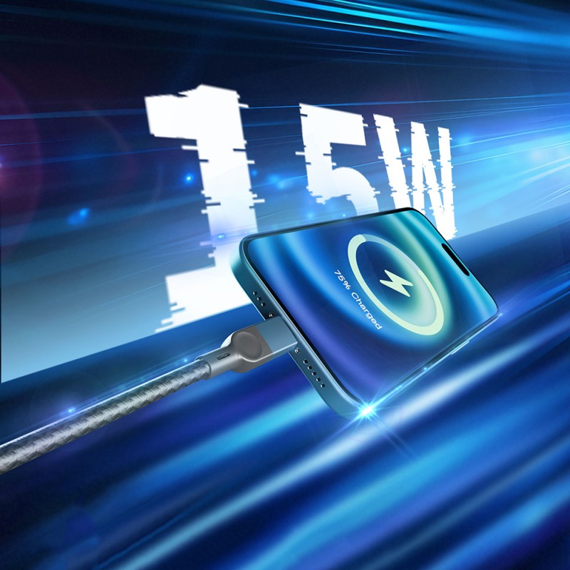 Bal-z Lenyes LC514 USB-A to Lightning Hızlı Şarj Özellikli Örgülü Data ve Şarj Kablosu 15W 1M