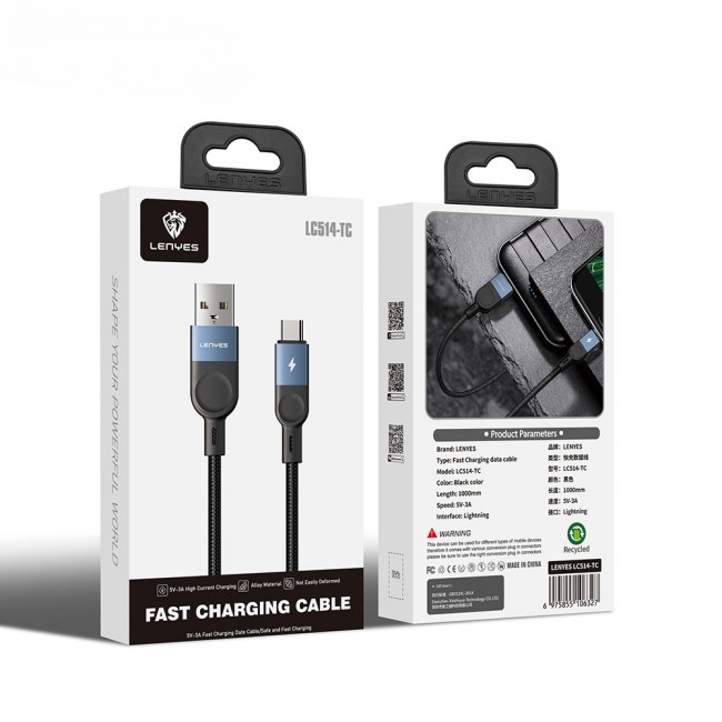 Lenyes LC514 USB-A to Type-C Hızlı Şarj Özellikli Örgülü Data ve Şarj Kablosu 15W 1M Lenyes LC514 USB-A to Type-C Hızlı Şarj Özellikli Örgülü Data ve Şarj Kablosu 15W 1M