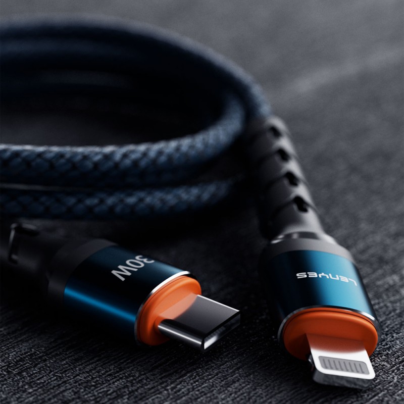 Bal-z Lenyes LC515 Type-C to Lightning Hızlı Şarj Özellikli Örgülü Data ve Şarj Kablosu 30W 1M