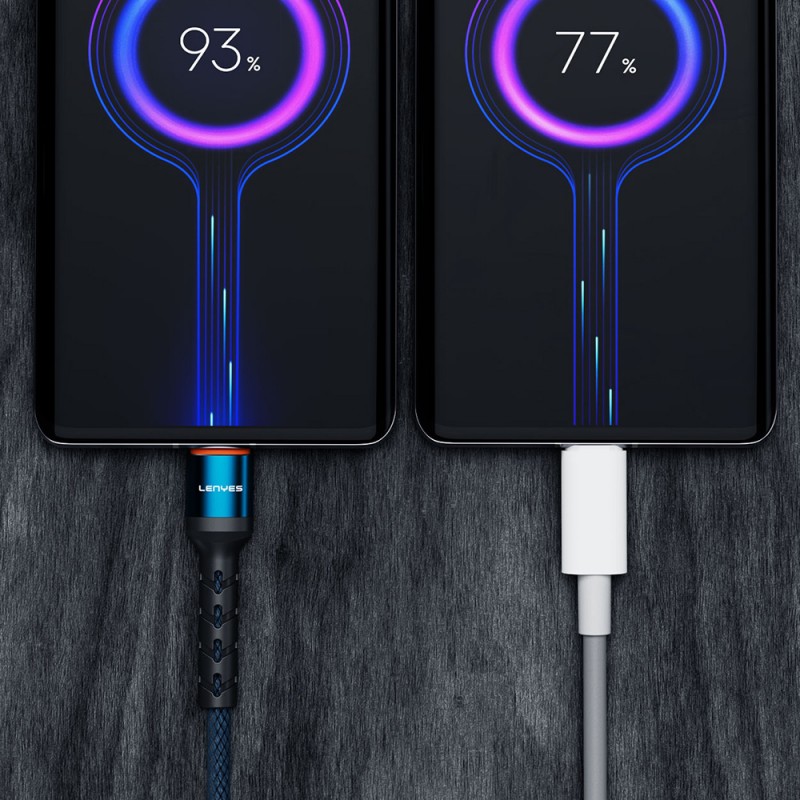 Bal-z Lenyes LC515 USB-A to Lightning Hızlı Şarj Özellikli Örgülü Data ve Şarj Kablosu 3A 1M