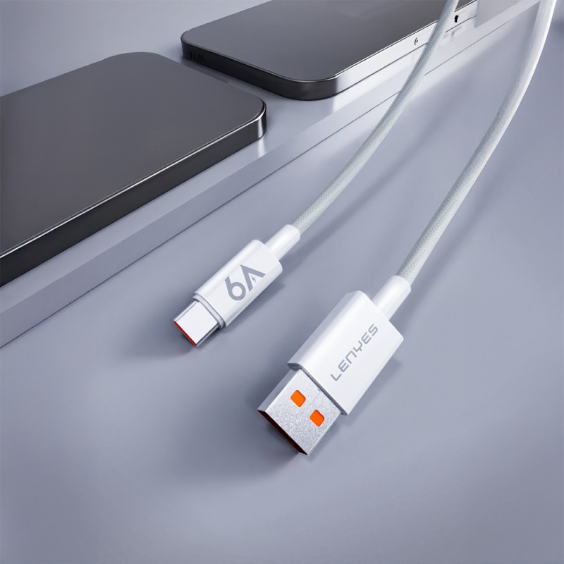 Bal-z Lenyes LC518 USB-A to Type-C 6A Örgü Tasarımlı Hızlı Şarj Özellikli Data ve Şarj Kablosu 66W 1M